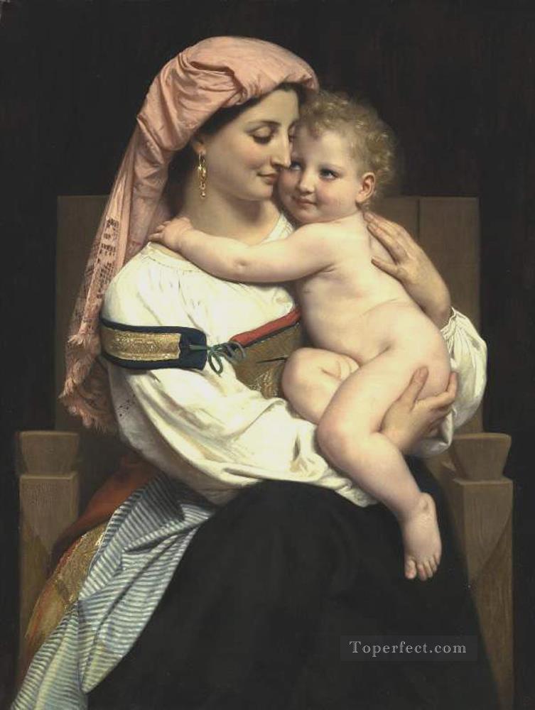 Femme de Cervara et Son Enfant 1861 Realism William Adolphe Bouguereau Oil Paintings